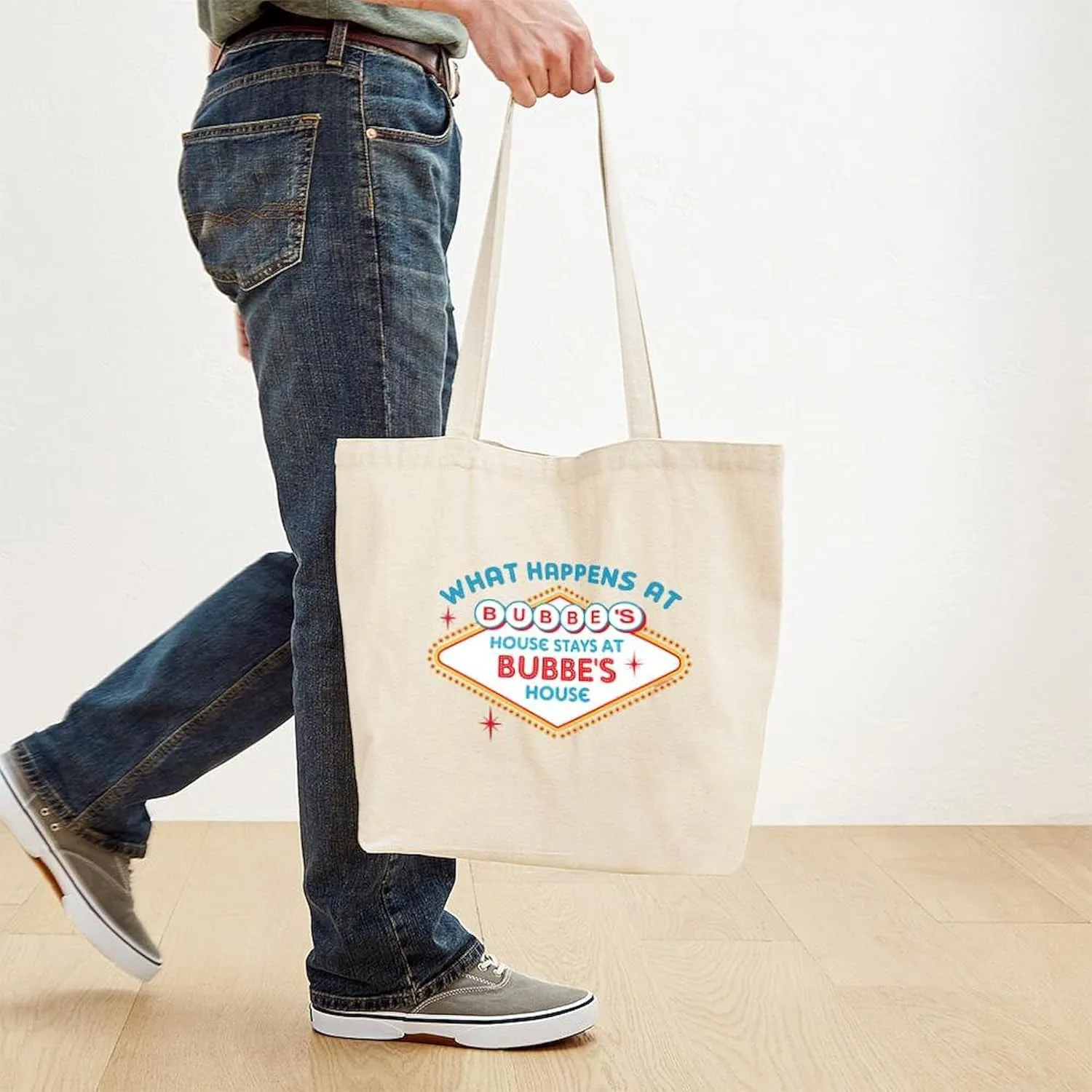 CafePress Las Vegas Stays At Bubbe's Tote Bag Reusable Natural Beige Canvas Shopping Bag