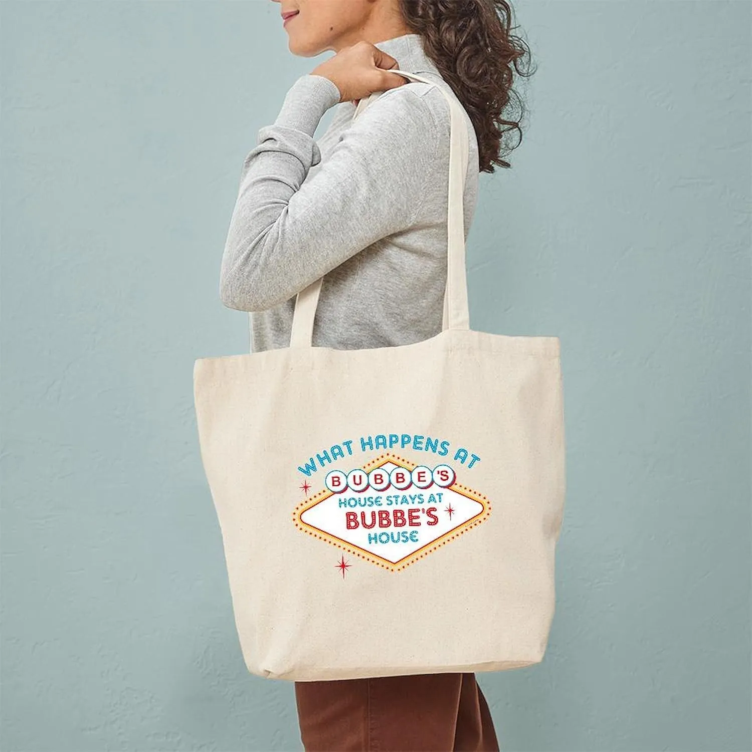 CafePress Las Vegas Stays At Bubbe's Tote Bag Reusable Natural Beige Canvas Shopping Bag
