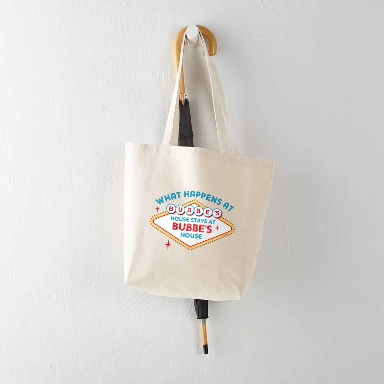 CafePress Las Vegas Stays At Bubbe's Tote Bag Reusable Natural Beige Canvas Shopping Bag