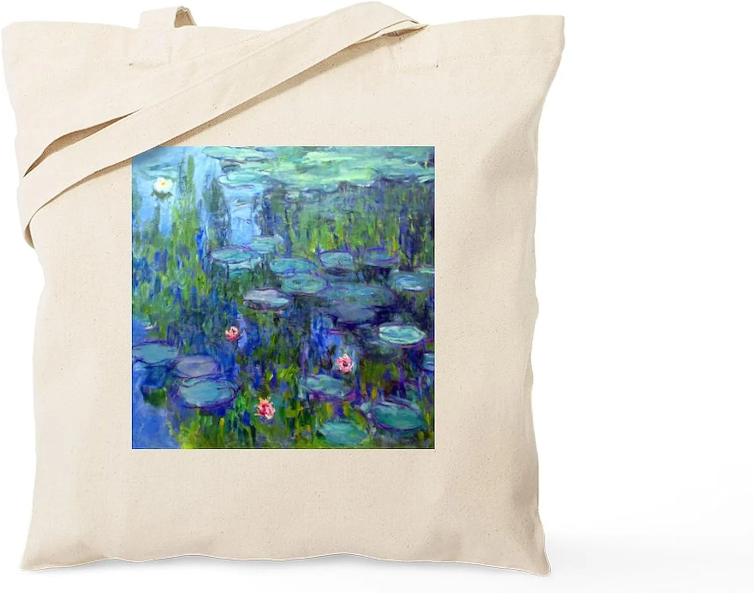 CafePress Pillow Monet Wlilies Tote Bag Reusable Natural Beige Canvas Shopping Bag
