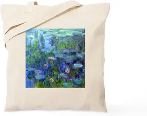 CafePress Pillow Monet Wlilies Tote Bag Reusable Natural Beige Canvas Shopping Bag