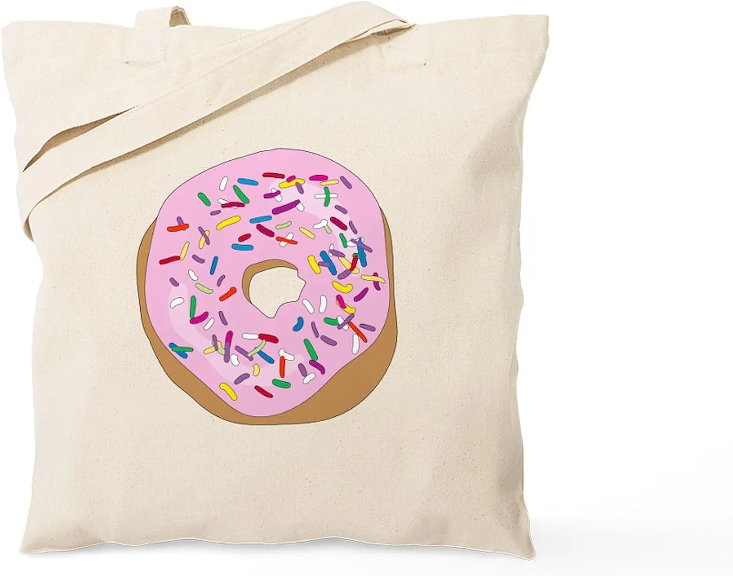 CafePress Pink Donut With Sprinkles Tote Bag Natural Canvas Tote Bag, Reusable Shopping Bag