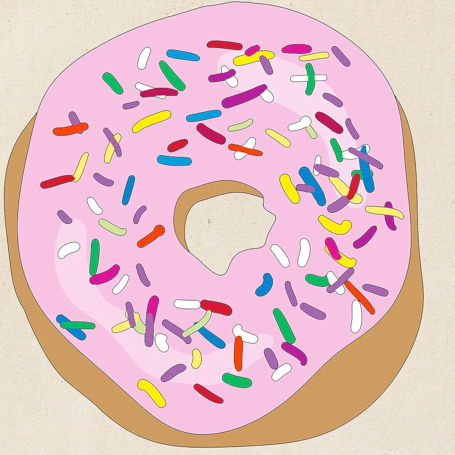 CafePress Pink Donut With Sprinkles Tote Bag Natural Canvas Tote Bag, Reusable Shopping Bag