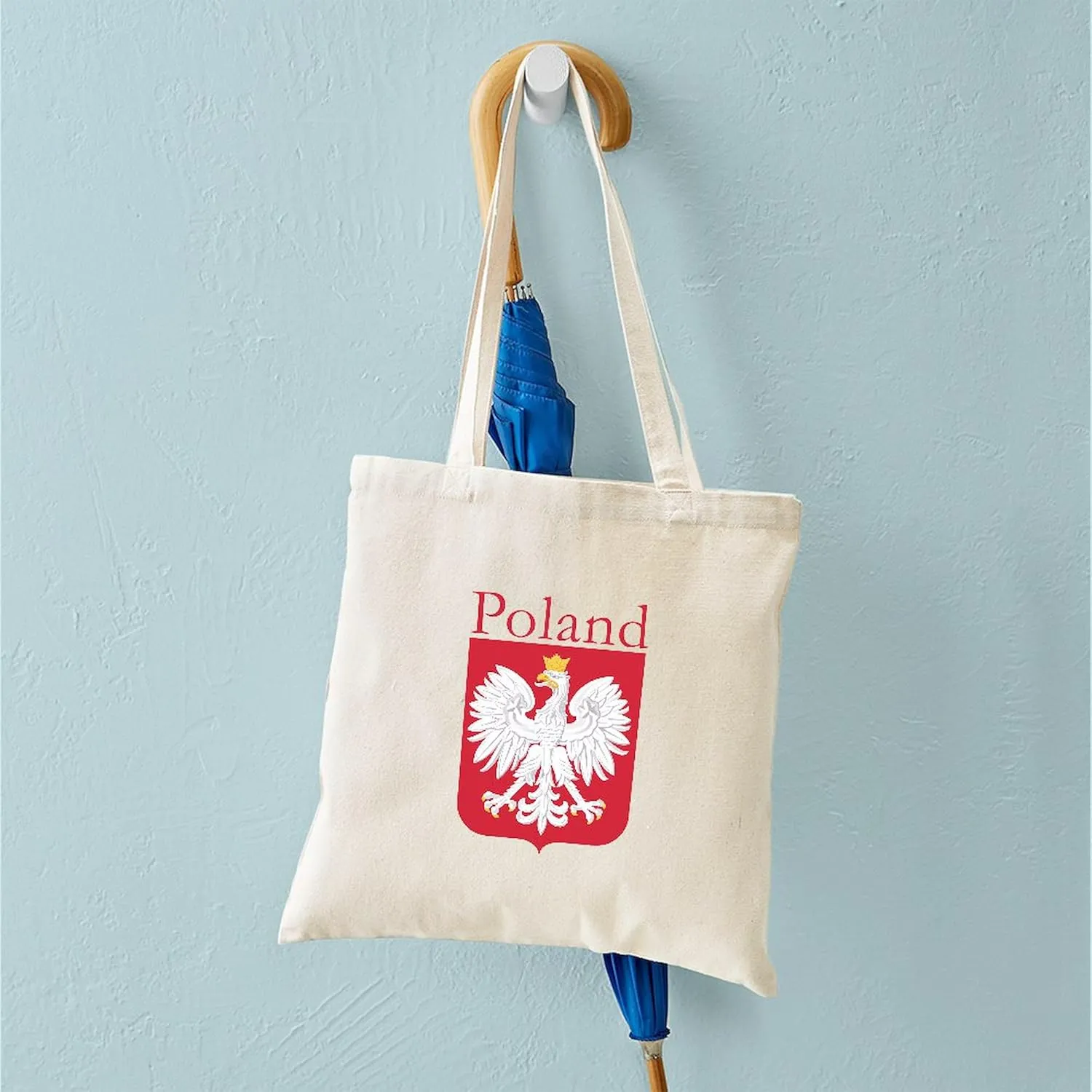CafePress Poland With White Eagle Tote Bag Reusable Natural Beige Canvas Shopping Bag