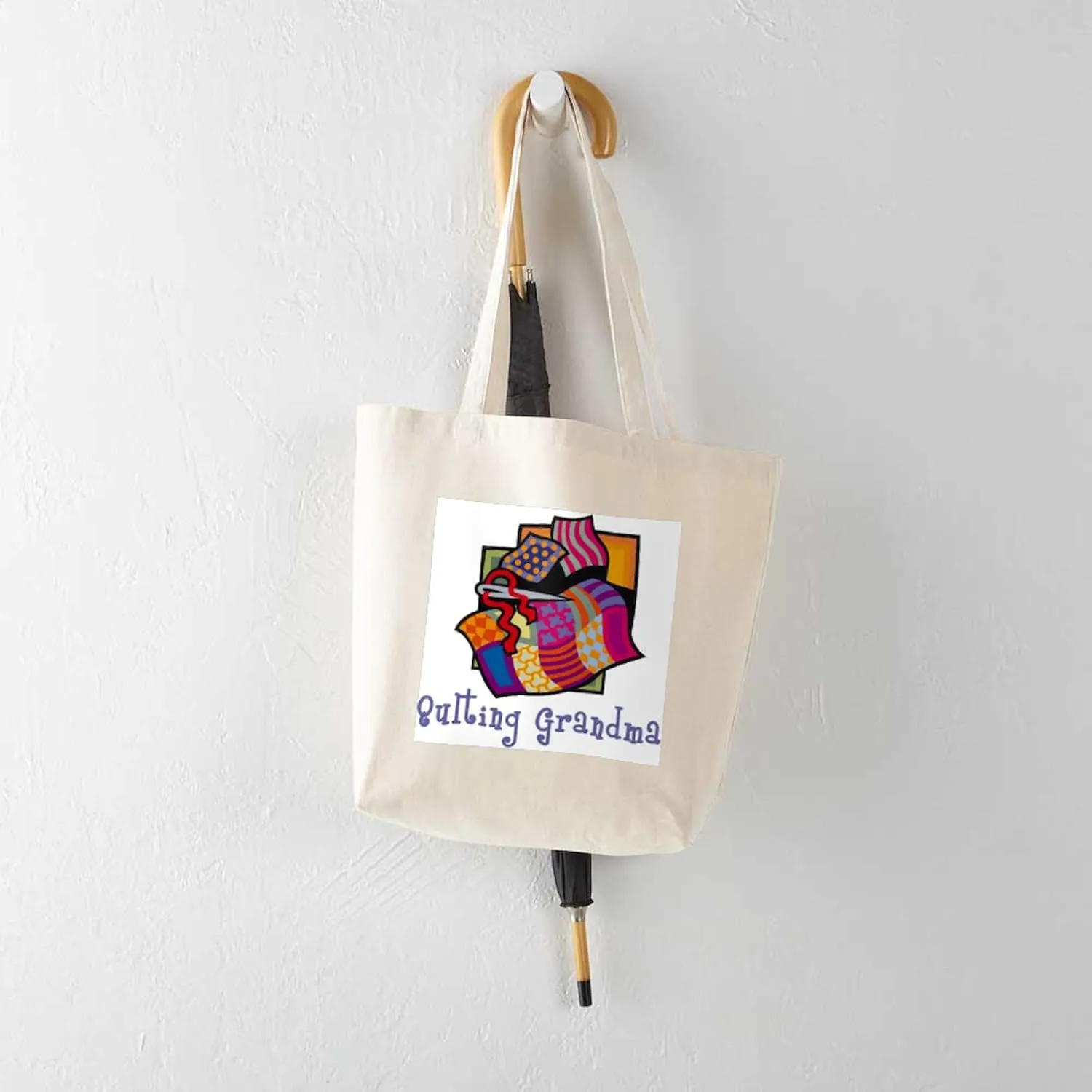 CafePress Quilting Grandmother Tote Bag Natural Canvas Tote Bag, Reusable Shopping Bag