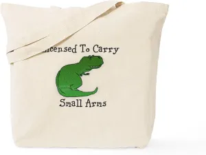 CafePress T Rex Licensed To Carry Small Arms Tote Bag Reusable Natural Beige Canvas Shopping Bag