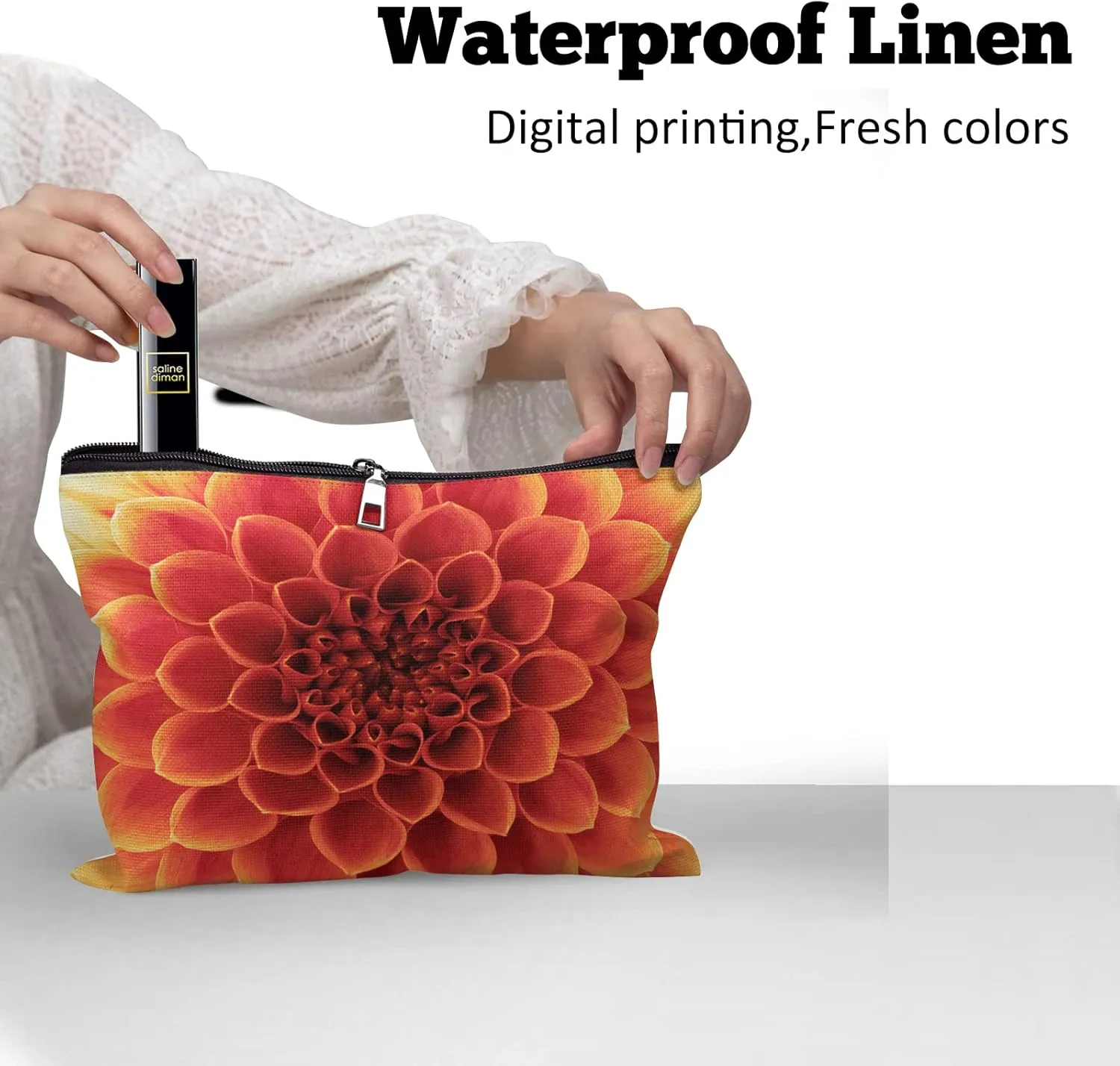 Cafl Beautiful Petals Makeup Bag Travel Large Abstract Flower Cosmetic Bag Essentials Jewelry Skincare Zipper For Women-108 inch