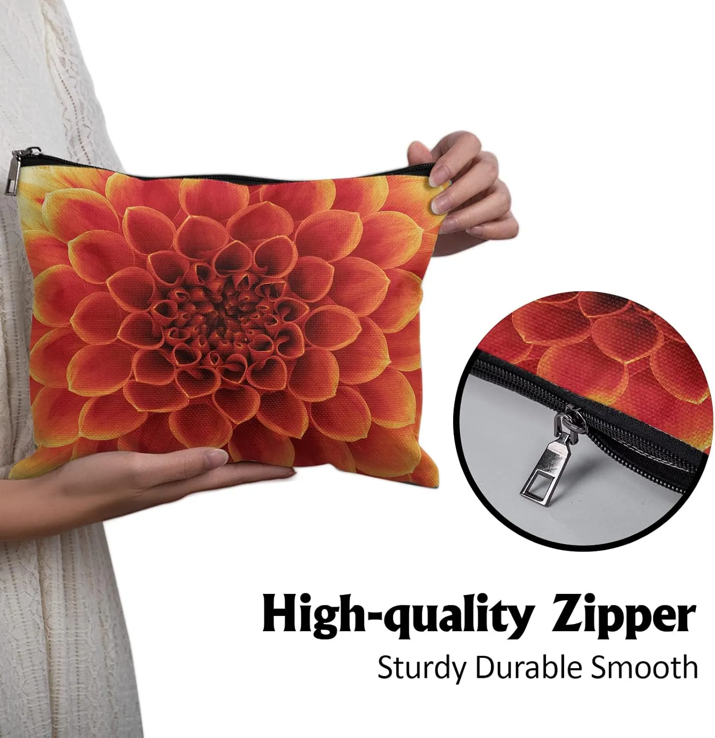 Cafl Beautiful Petals Makeup Bag Travel Large Abstract Flower Cosmetic Bag Essentials Jewelry Skincare Zipper For Women-108 inch