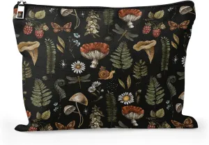 Cafl Vintage Woodland Makeup Bag Travel Large Mushroom Fern Cosmetic Bag Organizer toiletry Essentials Jewelry Skincare Zipper Bag For Women -108 inch