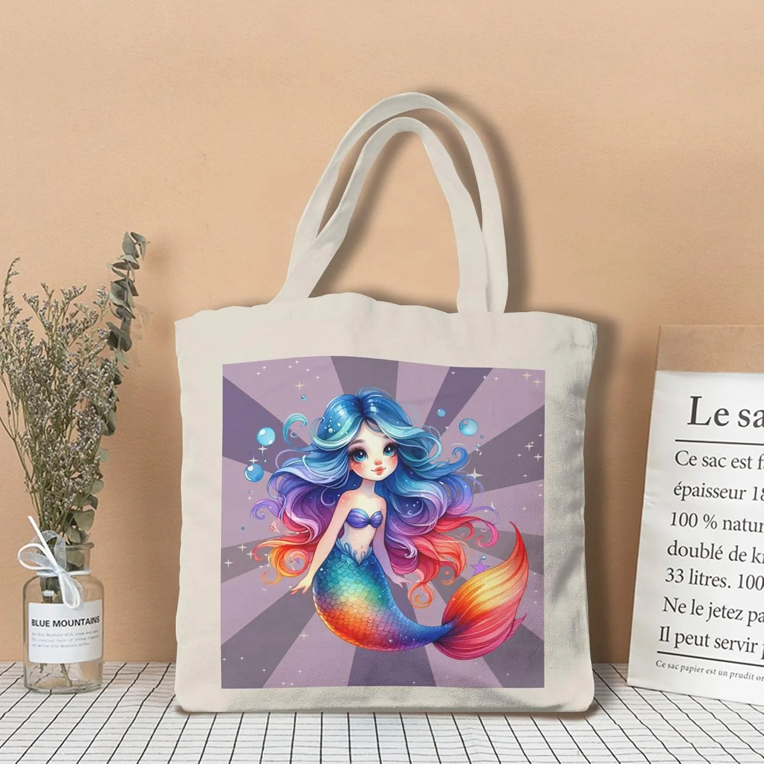 Canvas Tote Bag for Women Weekender Travel Bags Reusable Grocery Bags with Handles Aesthetic Shoulder Tote