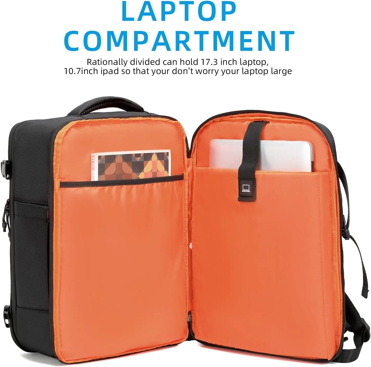 Carry On Backpack for Travel, 35L TSA Approved Flight Approved Backpack, Expandable Waterproof Laptop Backpack Fits 17" Computer, Weekender Bag for Men & Women (1680D Black, 35L)