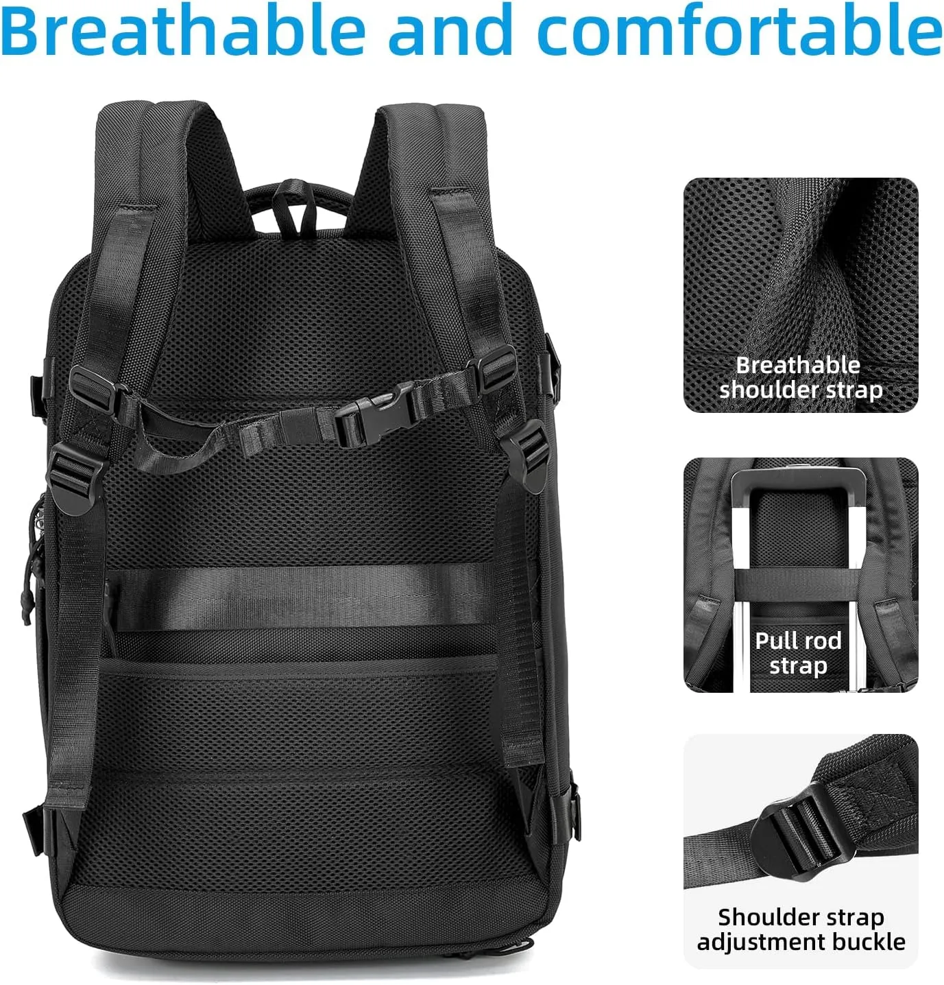 Carry On Backpack for Travel, 35L TSA Approved Flight Approved Backpack, Expandable Waterproof Laptop Backpack Fits 17" Computer, Weekender Bag for Men & Women (1680D Black, 35L)