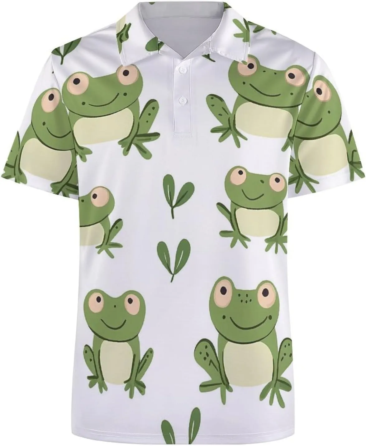 Cartoon Frogs Mens Polo Shirts Quick Dry Short Sleeve T-shirts Slim Tennis Collared Tees Tops