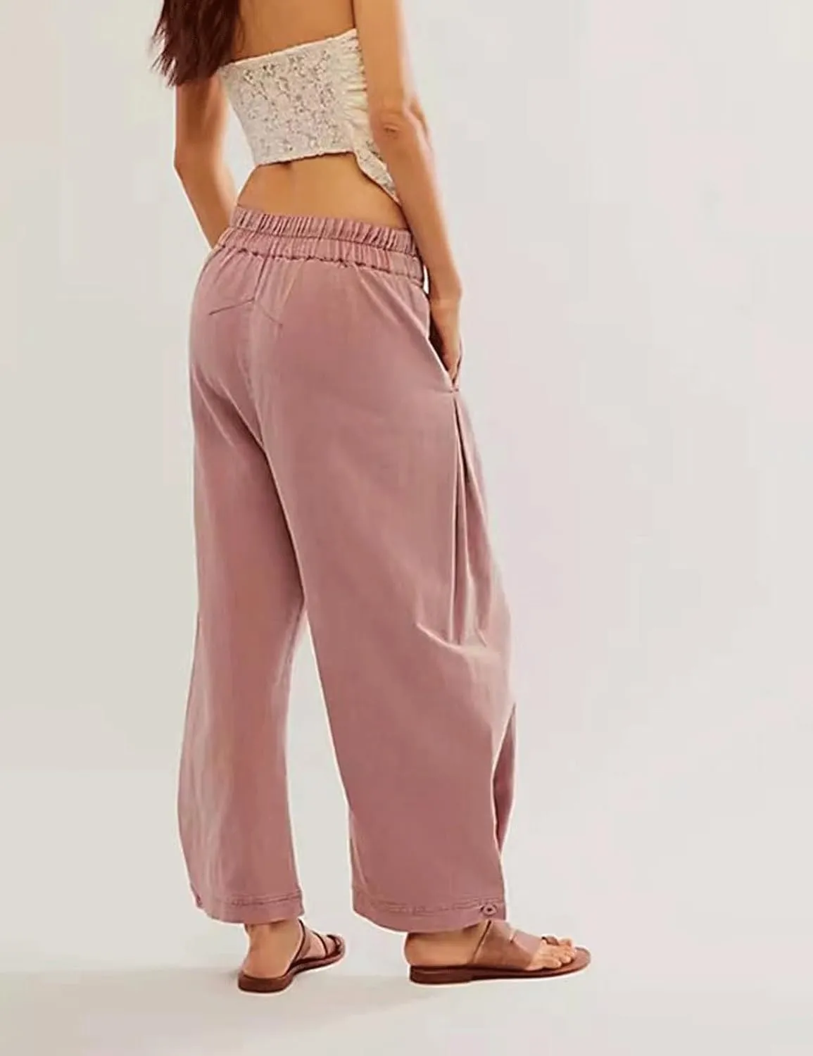 CHARTOU Women's Baggy Barrel Pant Wide Leg Horseshoe Ankle Jeans Mid Rise Harem Y2K Denim Pants with Pockets
