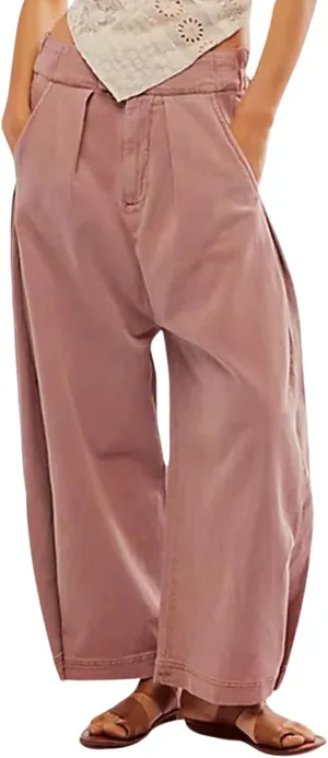 CHARTOU Women's Baggy Barrel Pant Wide Leg Horseshoe Ankle Jeans Mid Rise Harem Y2K Denim Pants with Pockets