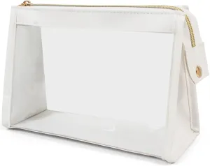 Clear Travel Makeup Bag, Clear Cosmetic Bags for Women Waterproof Makeup Bag Organizer Case Small Make Up Bag with Zipper TSA Approved Toiletry Bag Car Essentials (WHITE)