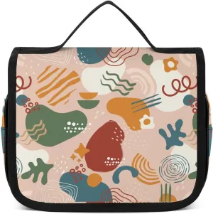 Colorful Doodles Toiletry Bag for Women Men Hanging Makeup Bag Travel Cosmetic Organizer Bags for Jewelry Brushes Toiletries Trip Essentials