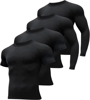 Compression Shirts Men 4/5 Pack Workout Shirts Athletic Undershirt Rash Guard Quick Drying T-Shirt for Sports