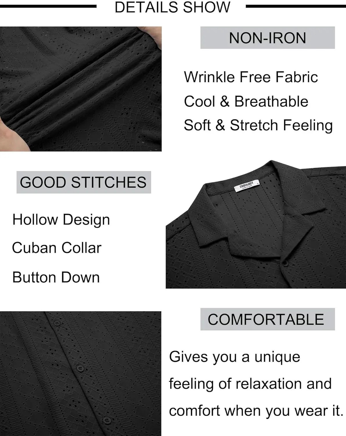 COOFANDY Mens Beach Shirt Short Sleeve Button Down Shirts Casual Cuban Collared Summer Vacation Tropical Shirts