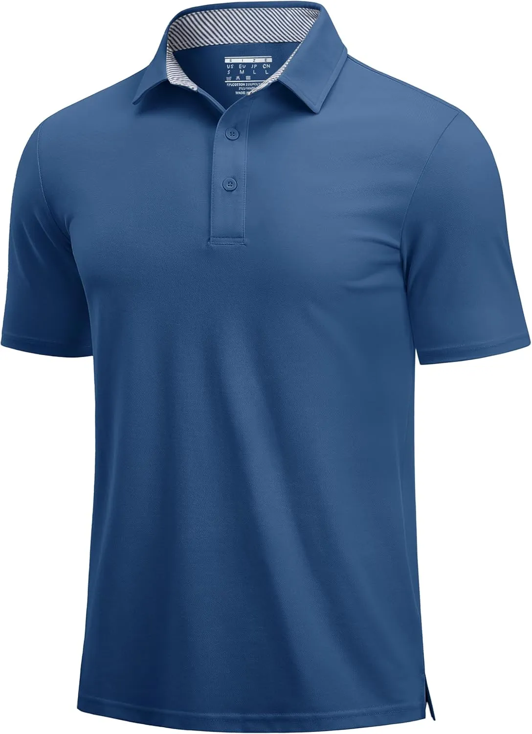 Cotrasen Men's Polo Shirts Short Sleeve Cotton Pique 3 Buttons Golf Shirts Classic Fit Casual Performance T-Shirt