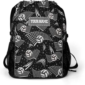 Custom Volleyball Drawstring Backpack - Cool Cinch Sack, String Backpacks with Pocket for Kids Women Men Boys Girls for Gym Outdoor Sports Travel Athletic Drawstring Bag - Lightweight/Foldable