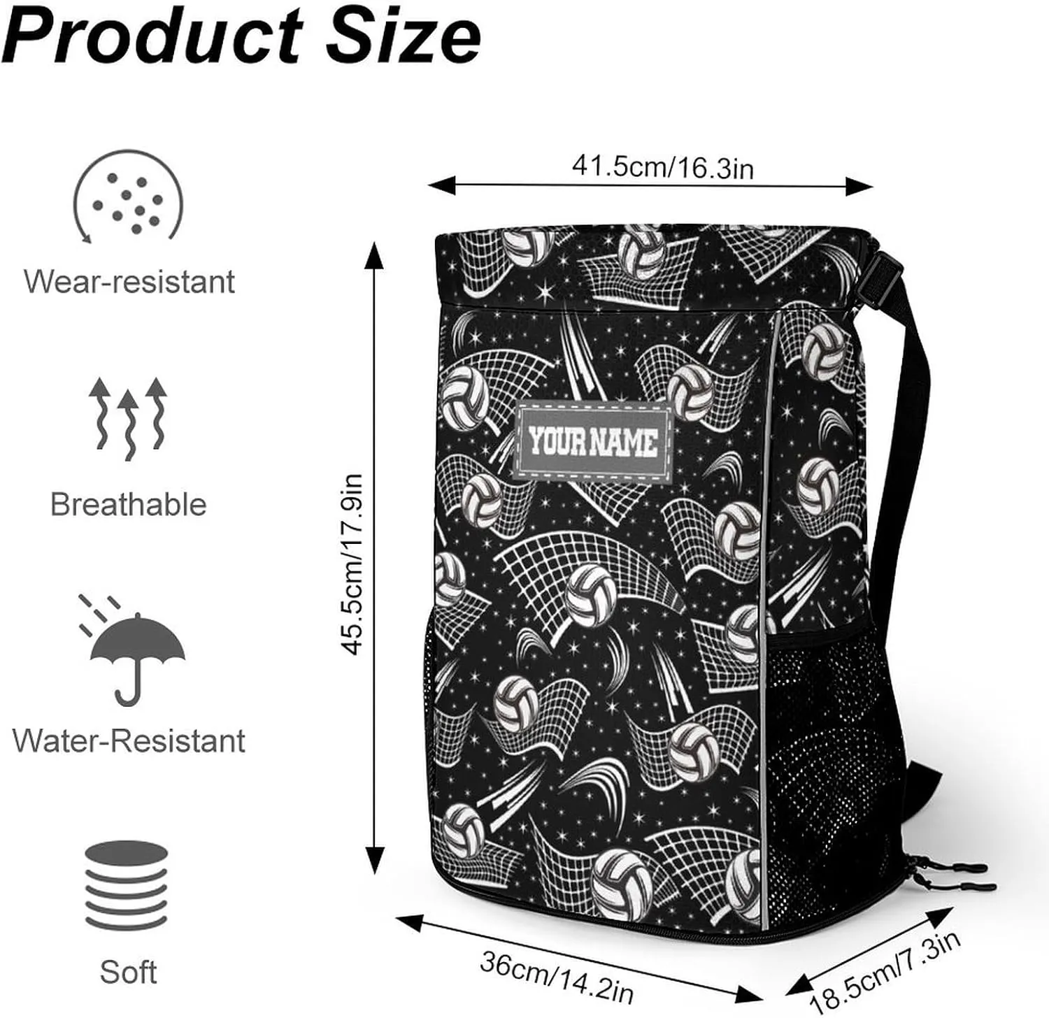 Custom Volleyball Drawstring Backpack - Cool Cinch Sack, String Backpacks with Pocket for Kids Women Men Boys Girls for Gym Outdoor Sports Travel Athletic Drawstring Bag - Lightweight/Foldable