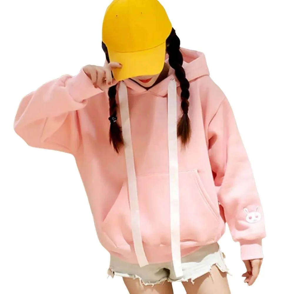 Cute Bunny Rabbit Women's Hoodie: Face and ears on the hood make this casual top fun