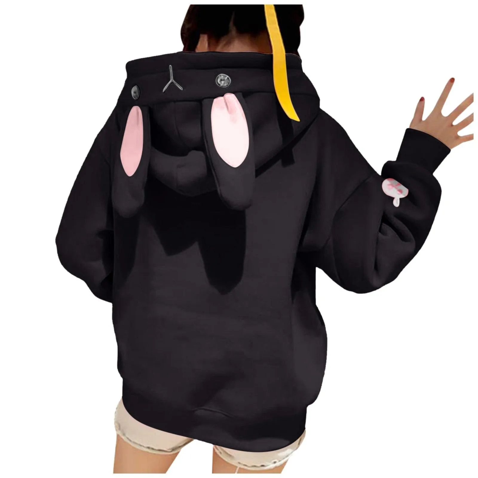 Cute Bunny Rabbit Women's Hoodie: Face and ears on the hood make this casual top fun