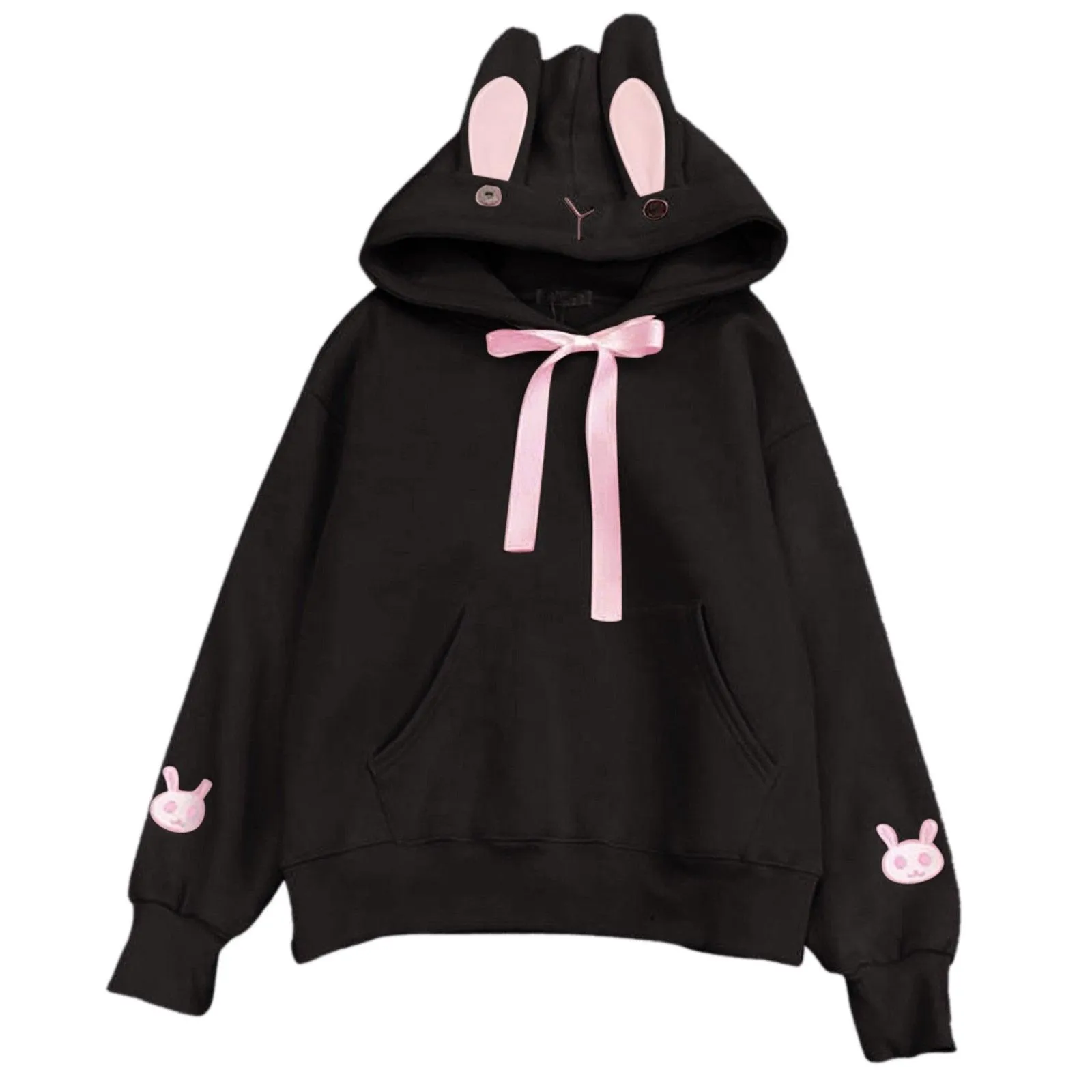 Cute Bunny Rabbit Women's Hoodie: Face and ears on the hood make this casual top fun