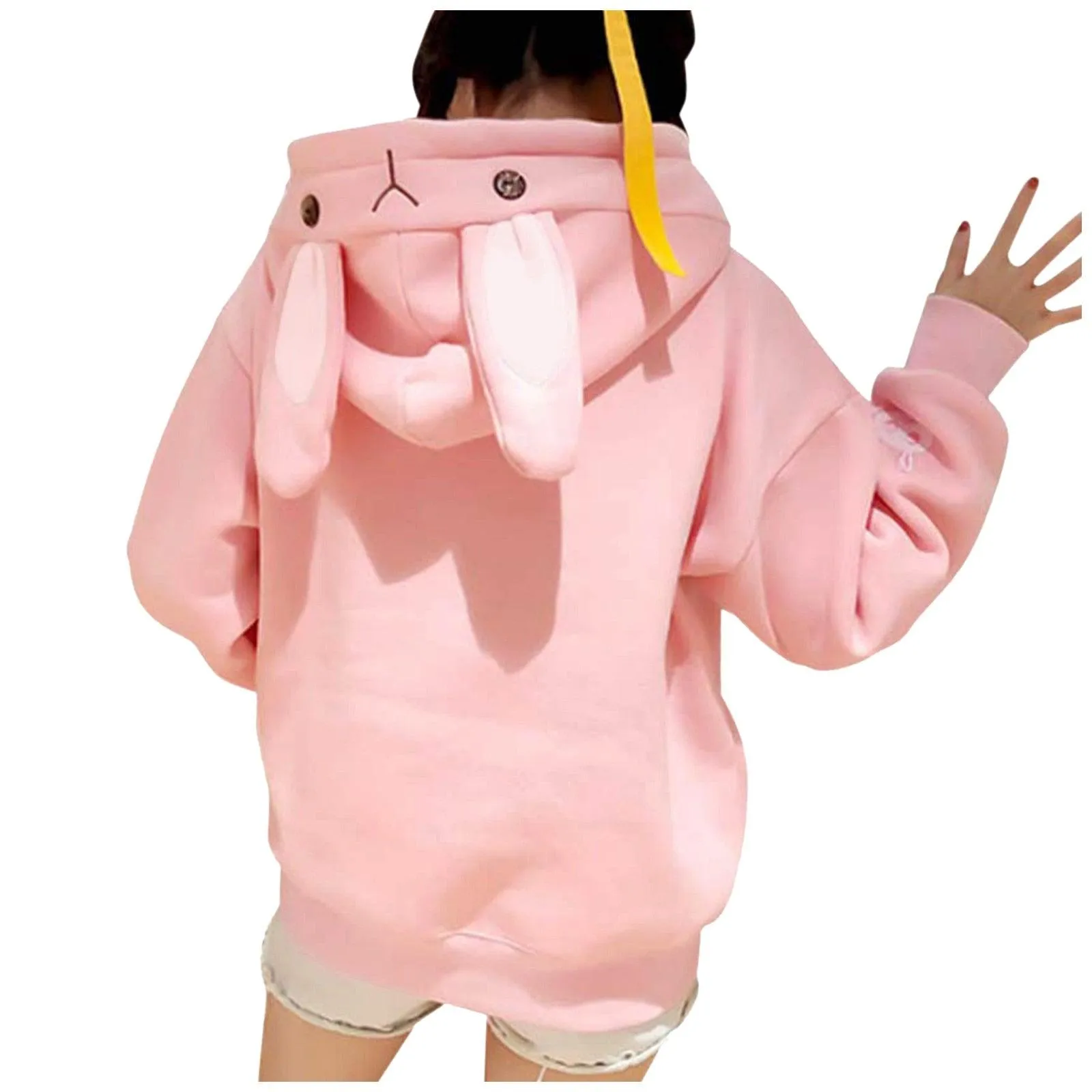 Cute Bunny Rabbit Women's Hoodie: Face and ears on the hood make this casual top fun