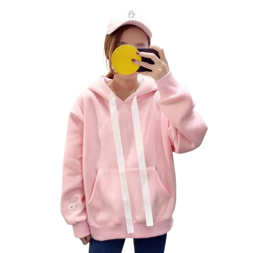 Cute Bunny Rabbit Women's Hoodie: Face and ears on the hood make this casual top fun