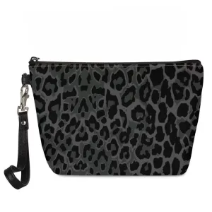 Dellukee Makeup Black Leopard Print Travel Cosmetic Case Organizer Portable Artist Storage Bag For Cosmetics Brushes Toiletry Jewelry Digital Accessories