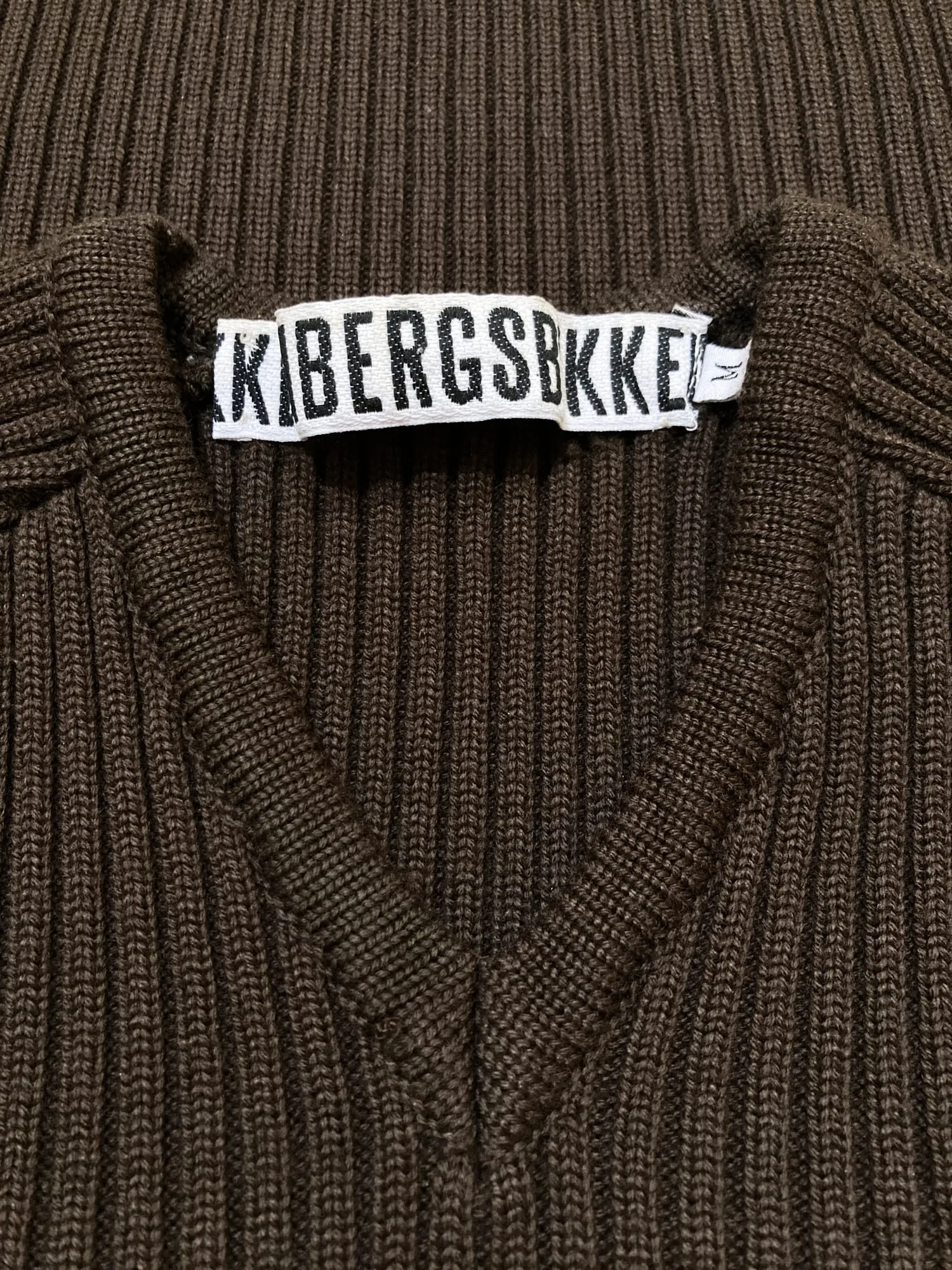 Dirk Bikkembergs brown wool rib knit striped v-neck jumper - M