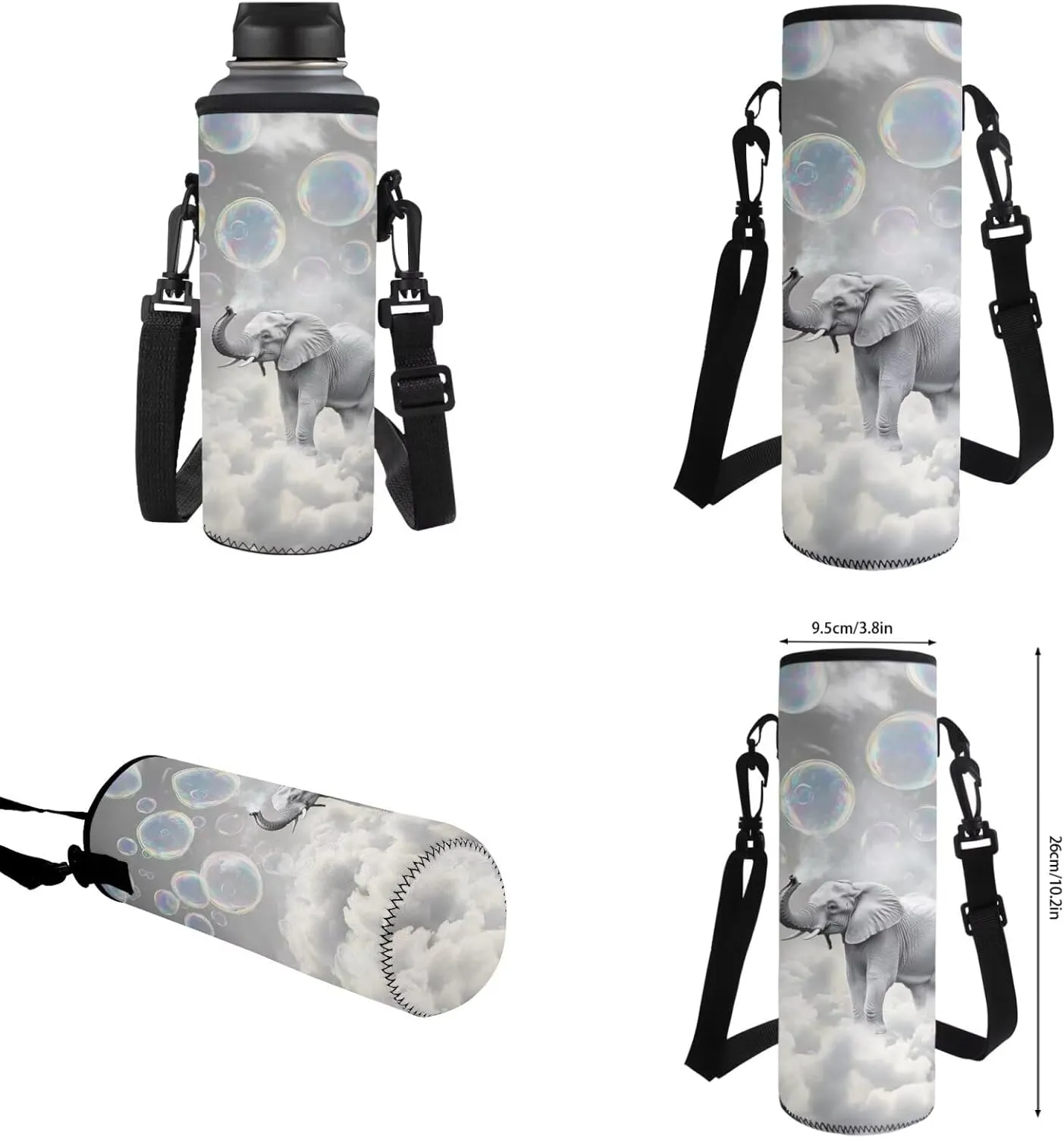 DISNIMO Cool Elephant Backpack for Girls, Little Kids 17In Bookbags with Insulated Lunch Box Elementary School Bag and Water Bottle Sleeve Pencil Case Back To School Bagpack 4pcs/Set