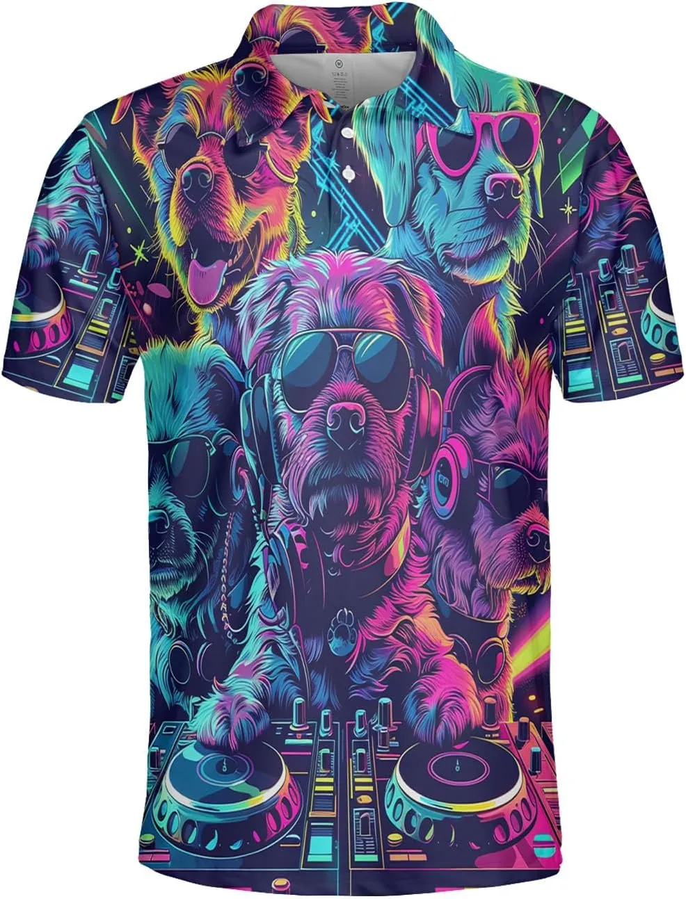 DJ Animals Men's Polo Shirts - Music World Short Sleeve Regular Fit Golf Shirts for Men Series 22