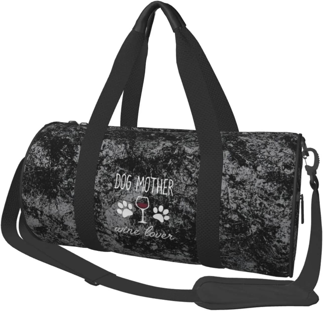 Dog Mother Wine Lover Convertible Garment Bag with Shoulder Strap, Carry on Garment Duffel Bag for Men Women - Rolling Foldable for Travel Luggage Bags (Black)