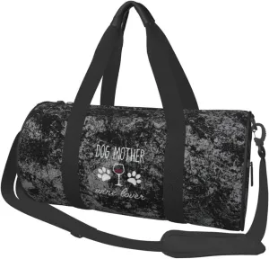Dog Mother Wine Lover Convertible Garment Bag with Shoulder Strap, Carry on Garment Duffel Bag for Men Women - Rolling Foldable for Travel Luggage Bags (Black)