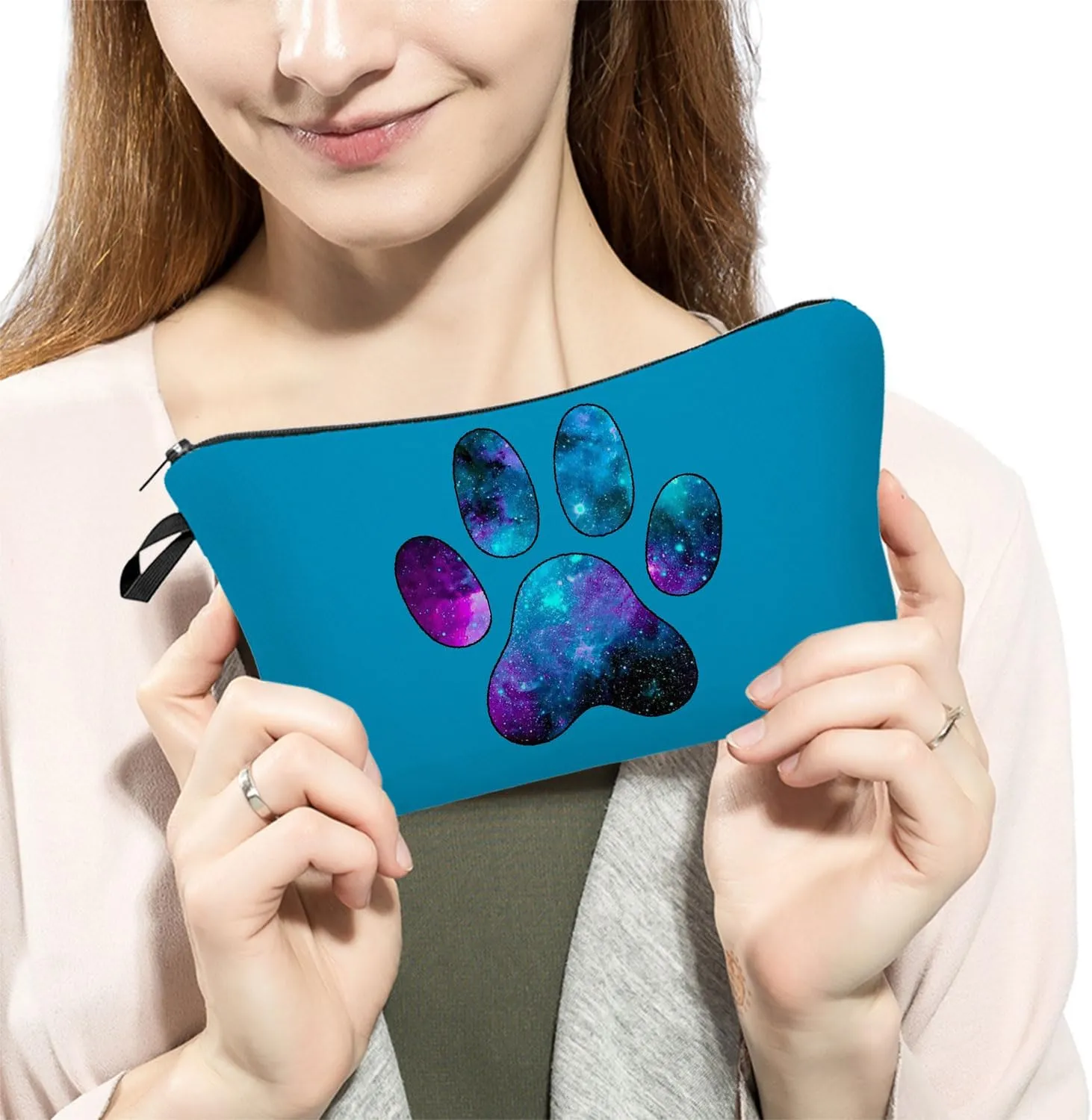 Dog Paw Makeup Bag Cute Small Makeup Organizer Bag Travel Toiletry Zipper Pouch Birthday Present for Dog Lovers Puppy Paw Cosmetic Bag for Women Friends Sisters