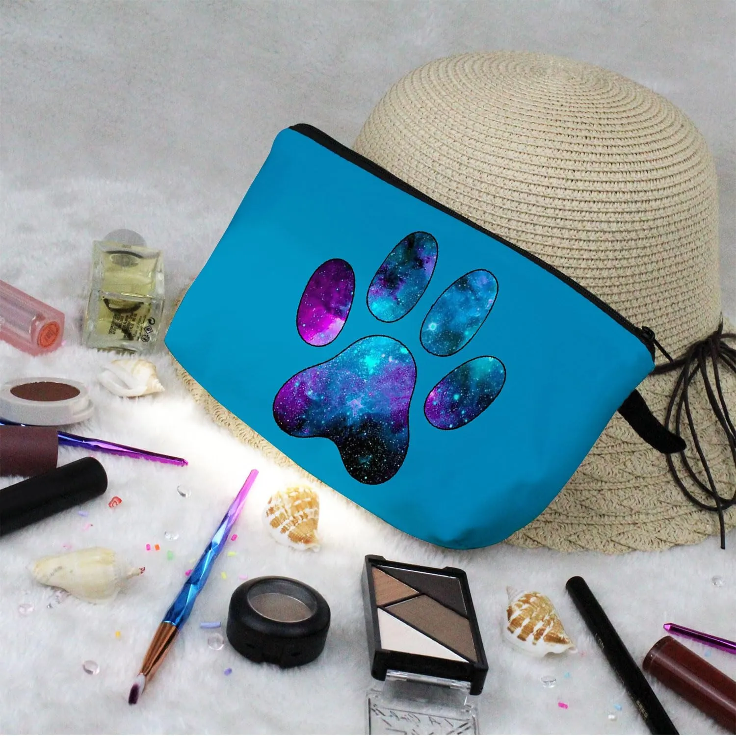Dog Paw Makeup Bag Cute Small Makeup Organizer Bag Travel Toiletry Zipper Pouch Birthday Present for Dog Lovers Puppy Paw Cosmetic Bag for Women Friends Sisters