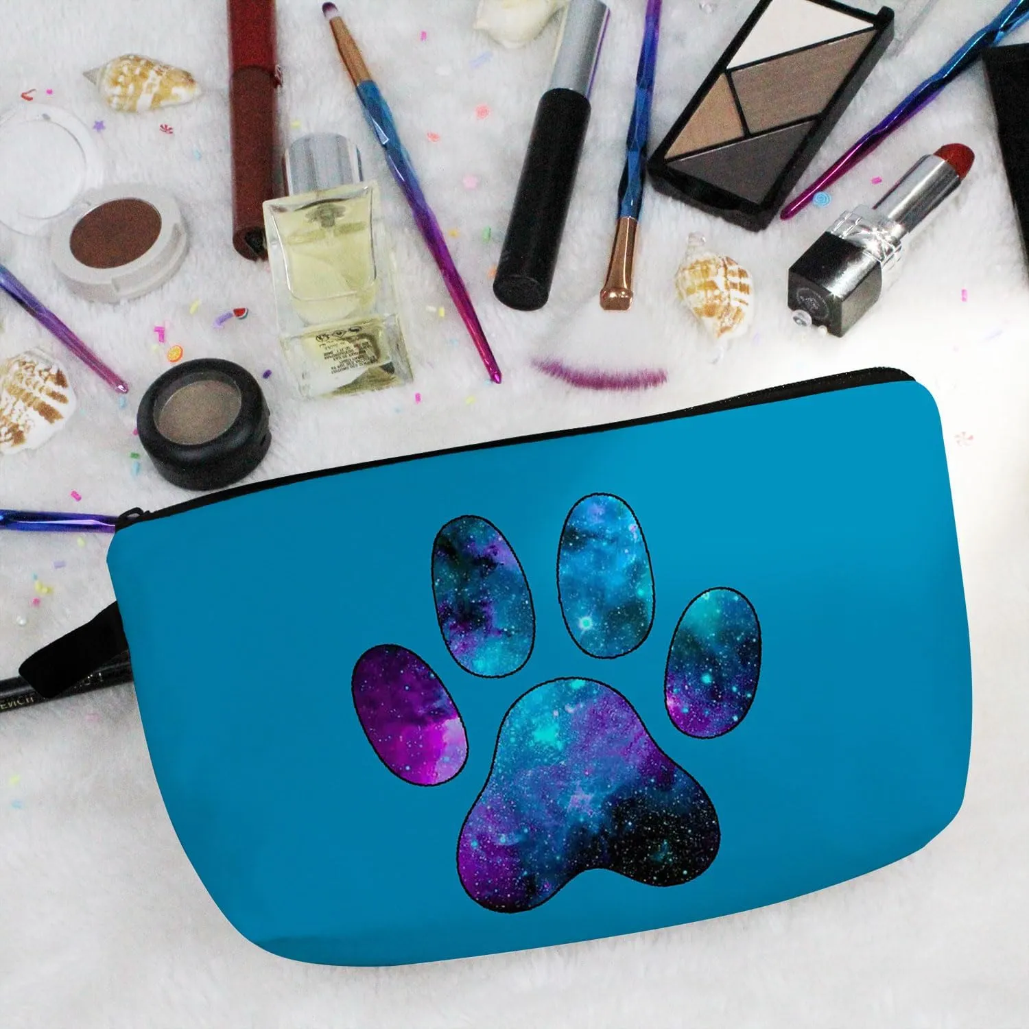 Dog Paw Makeup Bag Cute Small Makeup Organizer Bag Travel Toiletry Zipper Pouch Birthday Present for Dog Lovers Puppy Paw Cosmetic Bag for Women Friends Sisters