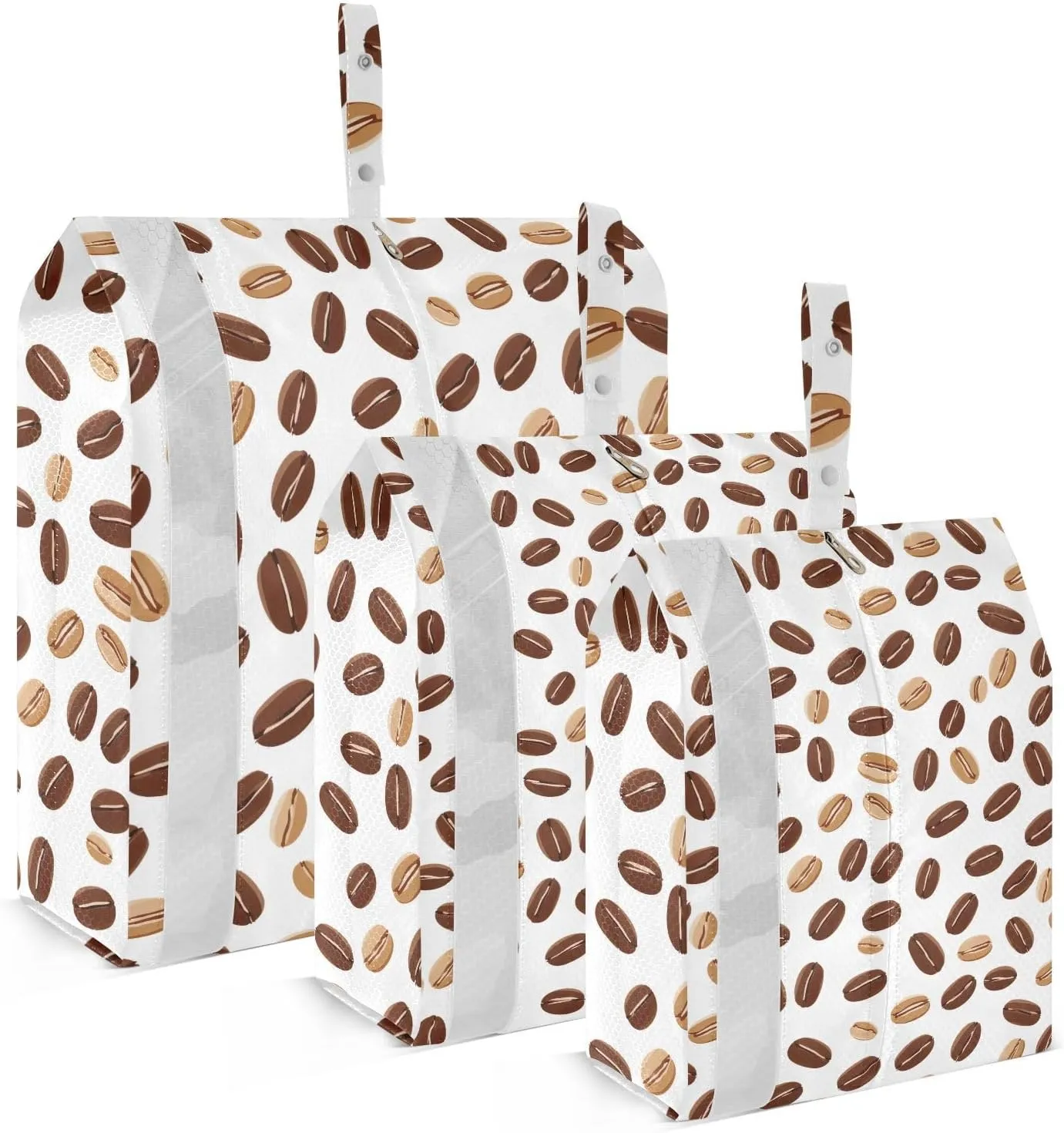 DOMIKING Brown Simple Coffee Bean Packing Cubes for Travel Luggage Organizer Hanging Packing Bag for Suitcases Clothes Set of 3