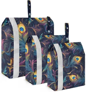 DOMIKING Peacock Feathers Packing Cubes for Travel Luggage Organizer Hanging Packing Bag for Clothes Suitcases Set of 3
