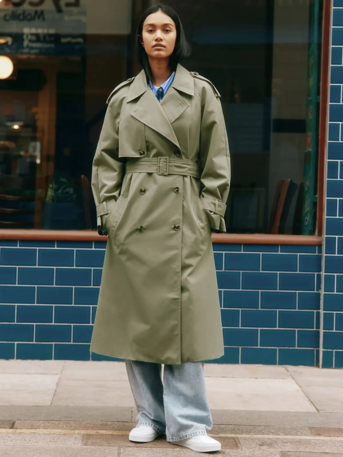 Double Breasted Classic Trench Coat - Khaki