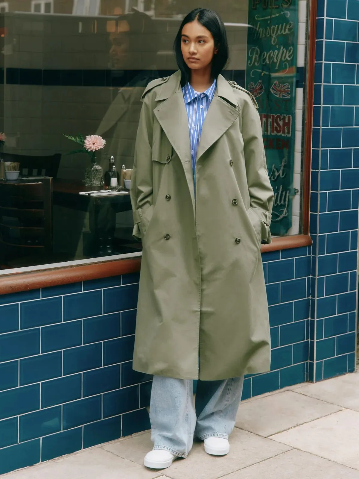 Double Breasted Classic Trench Coat - Khaki