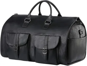 Duffel Bag Canvas Garment Bag for Travel, Convertible Carry On Garment Duffel Bag for Men, Faux Leather Overnight Bag Travel (Color : C, Size : 560 * 330 * 320mm)