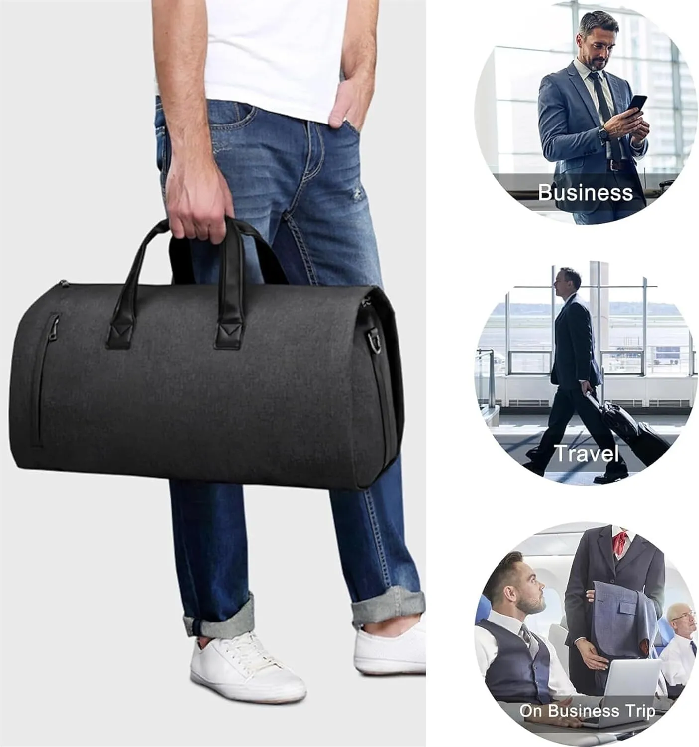 Duffel Bag Convertible Garment Bag with Shoulder Strap,Suit Travel Bag Carry On Garment Duffel Bag Overnight Bag Travel (Color : C, Size : 55 * 28 * 30cm)