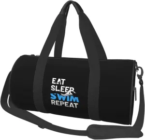 Eat Sleep Swim Convertible Garment Bag with Shoulder Strap, Carry on Garment Duffel Bag for Men Women - Rolling Foldable for Travel Luggage Bags (Black)