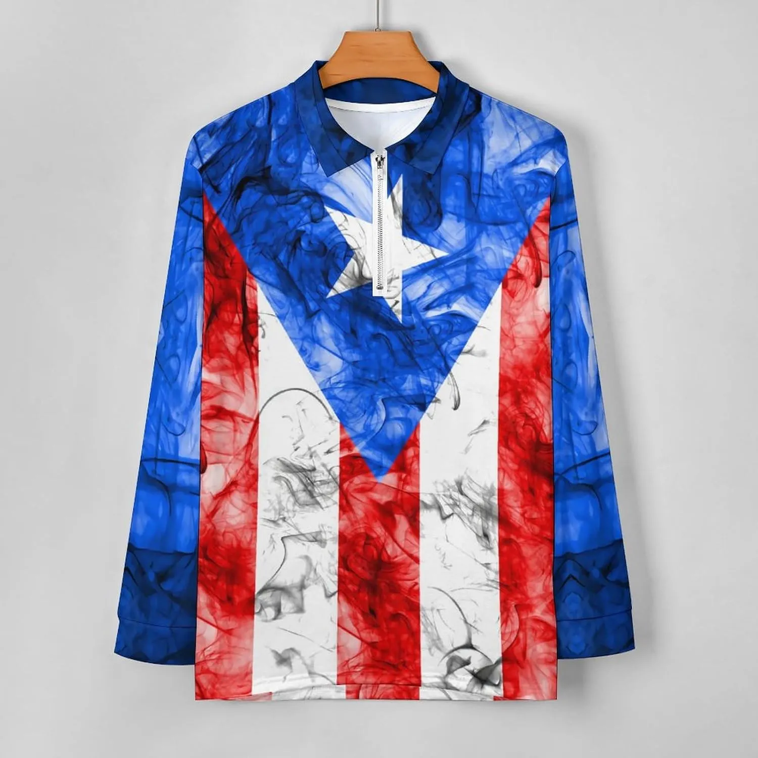 El Salvador Flag Mens Long Sleeve Classic Polo- Shirts Casual Polo- Shirts Office Work Shirts for Men