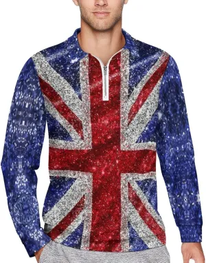 El Salvador Flag Mens Long Sleeve Classic Polo- Shirts Casual Polo- Shirts Office Work Shirts for Men