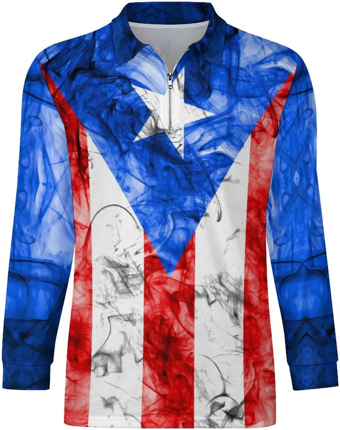 El Salvador Flag Mens Long Sleeve Classic Polo- Shirts Casual Polo- Shirts Office Work Shirts for Men